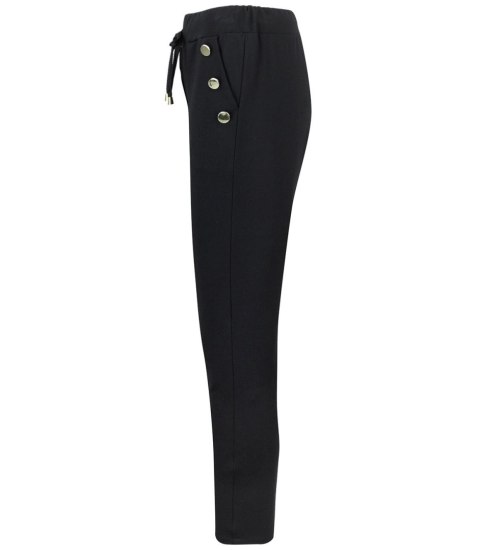 Eleganckie spodnie materiałowe z guzikami MARTA (Czarny) 40 Eleganckie spodnie materiałowe z guzikami MARTA (Czarny) 40