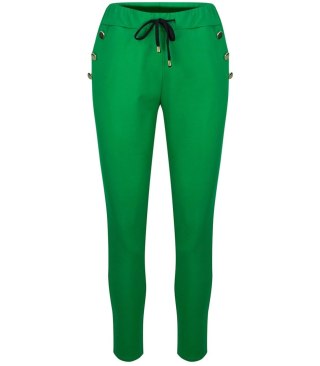 Eleganckie spodnie materiałowe z guzikami MARTA (Zielony) 40