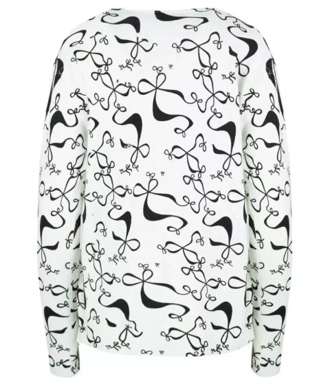 Sweter w kokardki z cyrkoniami Elegancki WIKTORIA (Biały) L/XL Sweter w kokardki z cyrkoniami Elegancki WIKTORIA (Biały) L/XL