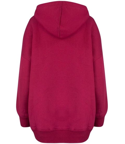 Ciepła gładka bluza oversize kaptur JANET (Bordowy) Ciepła gładka bluza oversize kaptur JANET (Bordowy)