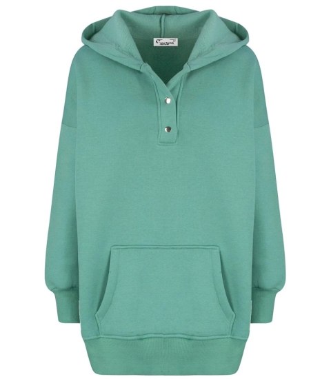 Ciepła gładka bluza oversize kaptur JANET (Zielony) Ciepła gładka bluza oversize kaptur JANET (Zielony)