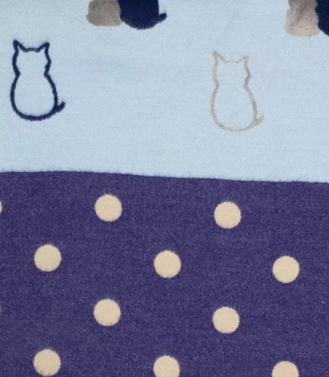 Ciepły szal szalik groszki koty patchwork dzianina (Fioletowy || Wielokolorowy)