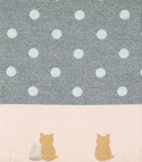 Ciepły szal szalik groszki koty patchwork dzianina (Szary || Wielokolorowy)
