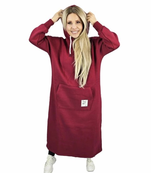 Długa bluza sukienka dresowa ciepła AGATA (Bordowy) Długa bluza sukienka dresowa ciepła AGATA (Bordowy)
