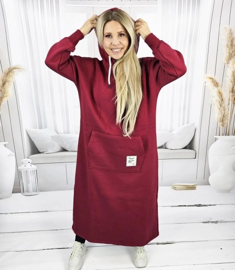 Długa bluza sukienka dresowa ciepła AGATA (Bordowy) Długa bluza sukienka dresowa ciepła AGATA (Bordowy)