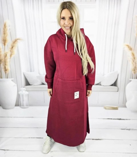 Długa bluza sukienka dresowa ciepła AGATA (Bordowy) Długa bluza sukienka dresowa ciepła AGATA (Bordowy)