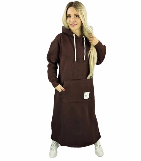 Długa bluza sukienka dresowa ciepła AGATA (Brązowy) Długa bluza sukienka dresowa ciepła AGATA (Brązowy)