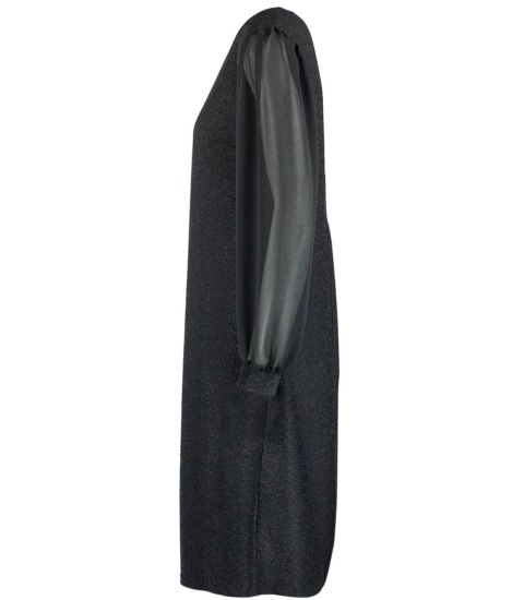 Elegancka sukienka trapezowa z brokatem i tiulem ELECTRA (Czarny) 40 Elegancka sukienka trapezowa z brokatem i tiulem ELECTRA (Czarny) 40
