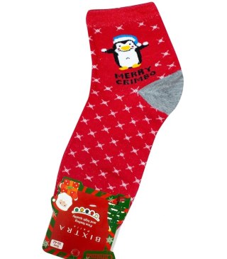 Świąteczne skarpety skarpetki Ciepłe Prezent MIKOŁAJ unisex 1 PARA (Czerwony) 39-42