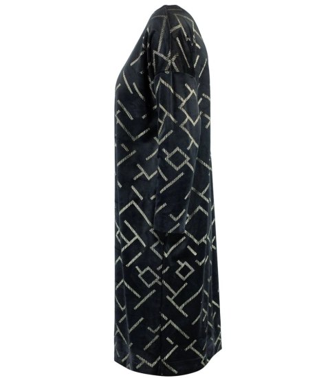 Welurowa sukienka z błyszcżacym wzorem bombka midi Elegancka LILI (Czarny) 42
