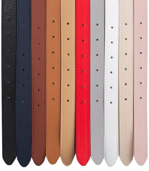 Gładki damski pasek z eko skóry ze złotą sprzączką Elegancki 115x2 cm (Szary) Gładki damski pasek z eko skóry ze złotą sprzączką Elegancki 115x2 cm (Szary)