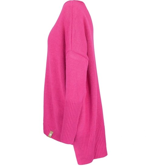 Sweter damski gładki luźny z dlłuższym tyłem SOPHIA (Różowy) Sweter damski gładki luźny z dlłuższym tyłem SOPHIA (Różowy)