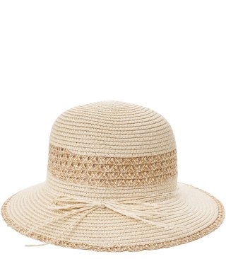 Damski kapelusz słomkowy chapeau-cloche złota nitka (Beżowy)