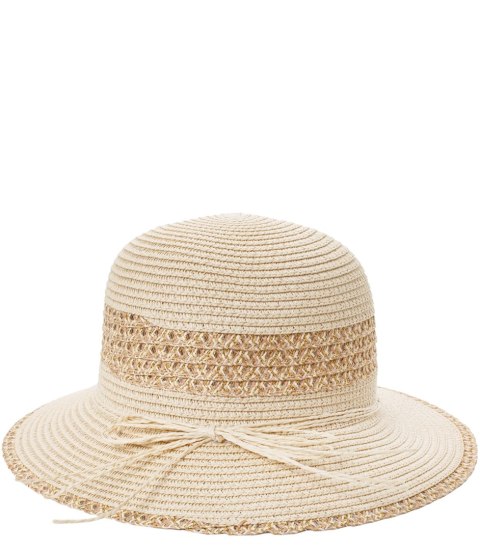 Damski kapelusz słomkowy chapeau-cloche złota nitka (Beżowy) Damski kapelusz słomkowy chapeau-cloche złota nitka (Beżowy)