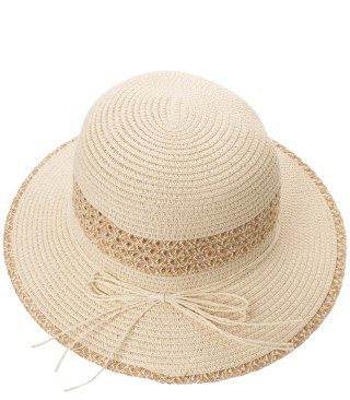 Damski kapelusz słomkowy chapeau-cloche złota nitka (Beżowy)