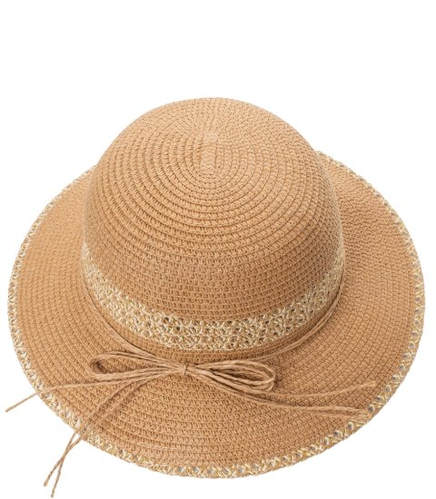 Damski kapelusz słomkowy chapeau-cloche złota nitka (Brązowy) Damski kapelusz słomkowy chapeau-cloche złota nitka (Brązowy)