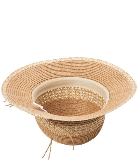 Damski kapelusz słomkowy chapeau-cloche złota nitka (Brązowy) Damski kapelusz słomkowy chapeau-cloche złota nitka (Brązowy)