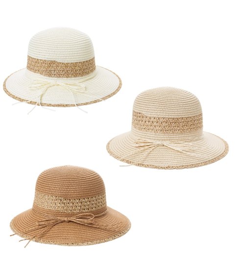 Damski kapelusz słomkowy chapeau-cloche złota nitka (Brązowy) Damski kapelusz słomkowy chapeau-cloche złota nitka (Brązowy)