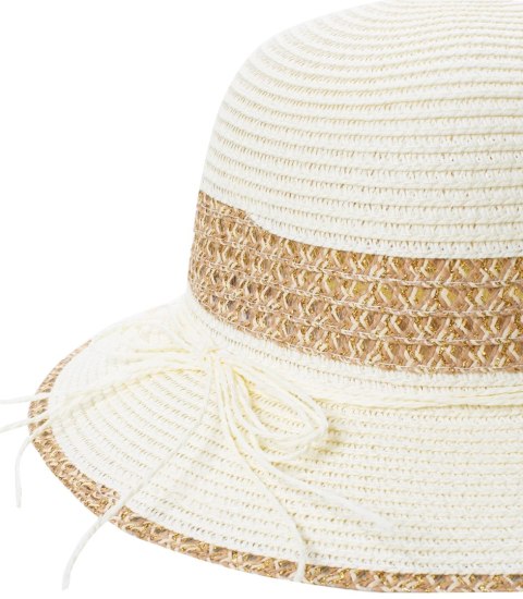 Damski kapelusz słomkowy chapeau-cloche złota nitka (Ecru) Damski kapelusz słomkowy chapeau-cloche złota nitka (Ecru)