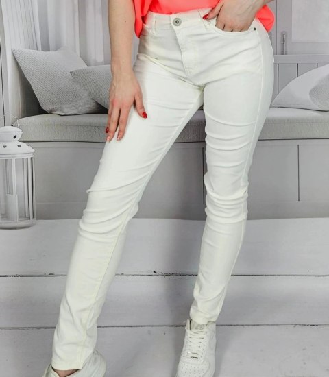 Damskie spodnie PUSH-UP woskowane skinny fit Eleganckie ADELA (Biały) 42 Damskie spodnie PUSH-UP woskowane skinny fit Eleganckie ADELA (Biały) 42
