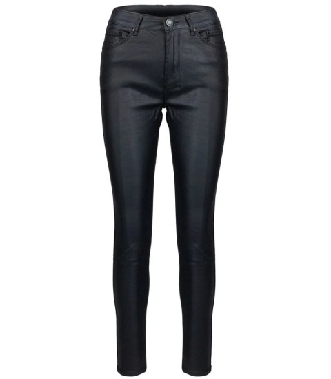 Damskie spodnie PUSH-UP woskowane skinny fit Eleganckie ADELA (Czarny) 42 Damskie spodnie PUSH-UP woskowane skinny fit Eleganckie ADELA (Czarny) 42