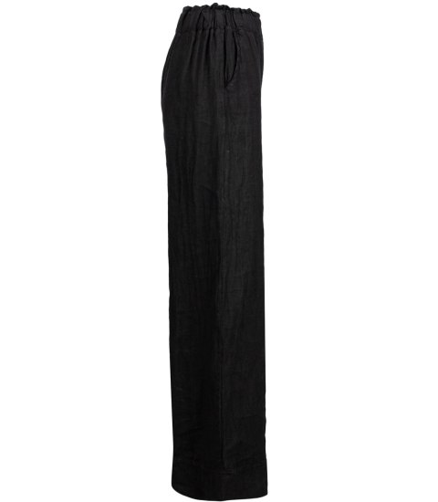 Szerokie spodnie z lnu kuloty z szeroka nogawką Eleganckie LAILA (Czarny) M (38) Szerokie spodnie z lnu kuloty z szeroka nogawką Eleganckie LAILA (Czarny) M (38)