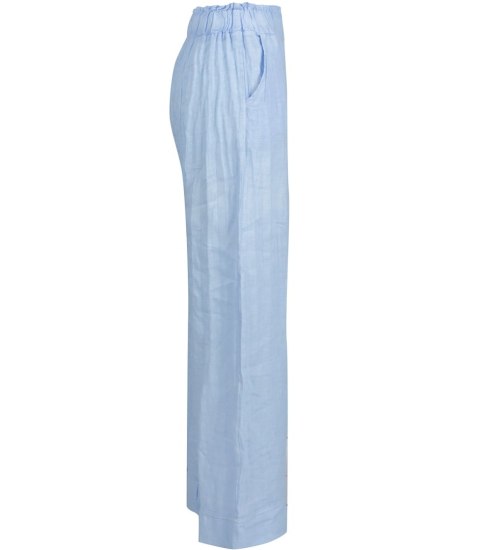 Szerokie spodnie z lnu kuloty z szeroka nogawką Eleganckie LAILA (Niebieski) M (38) Szerokie spodnie z lnu kuloty z szeroka nogawką Eleganckie LAILA (Niebieski) M (38)