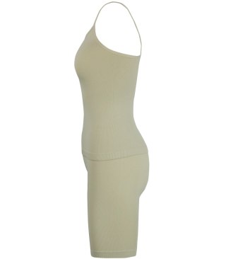 Sportowy zestaw komplet legginsy + top na ramiączka TULLY (Beżowy) L/XL