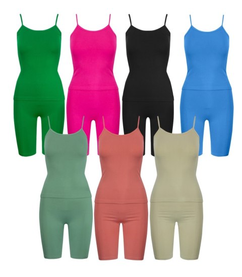 Sportowy zestaw komplet legginsy + top na ramiączka TULLY (Beżowy) L/XL