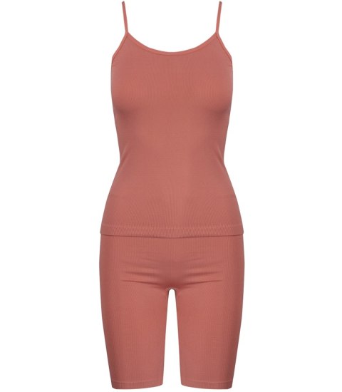 Sportowy zestaw komplet legginsy + top na ramiączka TULLY (Różowy) 4XL/5XL