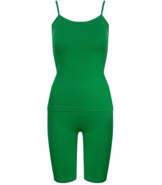 Sportowy zestaw komplet legginsy + top na ramiączka TULLY (Zielony) 4XL/5XL