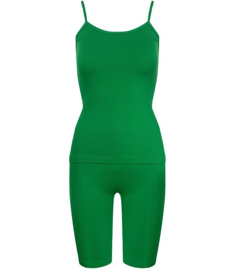 Sportowy zestaw komplet legginsy + top na ramiączka TULLY (Zielony) 4XL/5XL