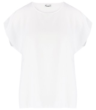 T-shirt pudełkowy bluzka damska bez szwów basic SARA (Biały) 42