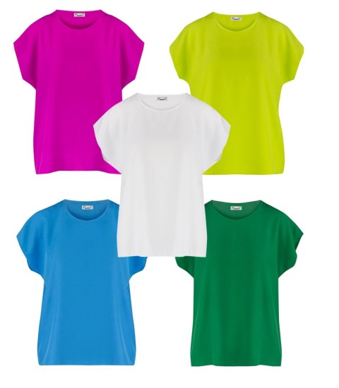 T-shirt pudełkowy bluzka damska bez szwów basic SARA (Biały) 42 T-shirt pudełkowy bluzka damska bez szwów basic SARA (Biały) 42