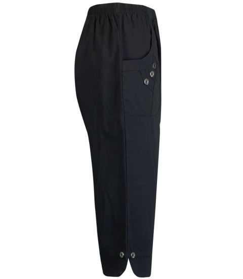 Wygodne elastyczne spodnie 3/4 rybaczki na gumkę plus size DORIS (Czarny) 46 Wygodne elastyczne spodnie 3/4 rybaczki na gumkę plus size DORIS (Czarny) 46