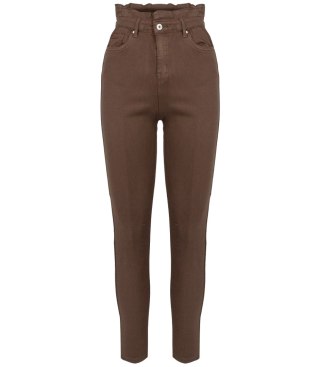Wygodne elastyczne spodnie JEANSY SKINNY FIT kolorowe Eleganckie ROSE (Brązowy) 38