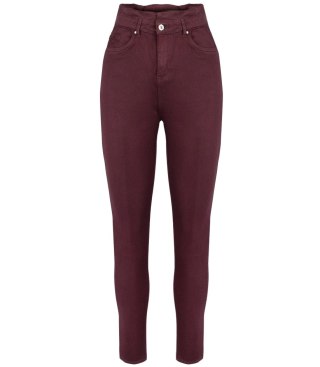 Wygodne elastyczne spodnie JEANSY SKINNY FIT kolorowe Eleganckie ROSE (Czerwony) 40