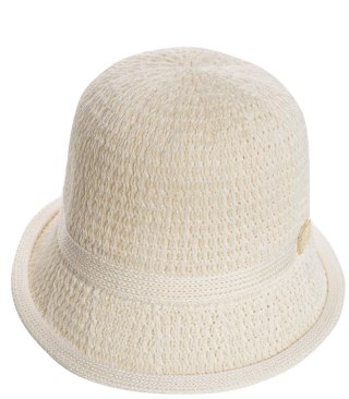 Kapelusz słomkowy pleciony BUCKET HAT z ozdobną blaszką (Beżowy)