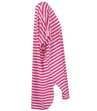 Sukienka tunika plus size w paski casual KALINDA (Różowy || Biały)