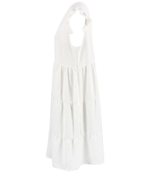 Urocza sukienka letnia midi z falbankami lużna oversize IZABELL (Biały) Urocza sukienka letnia midi z falbankami lużna oversize IZABELL (Biały)