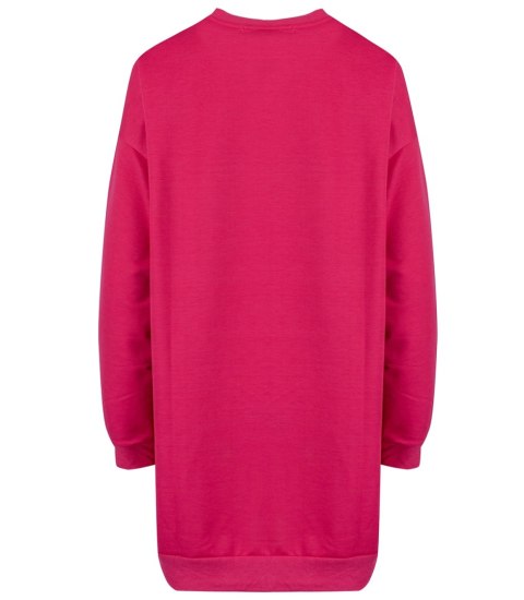 Długa bluza sukienka oversize z naszywką sercem MARTA (Różowy) L (40) Długa bluza sukienka oversize z naszywką sercem MARTA (Różowy) L (40)
