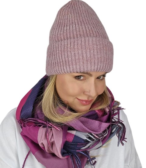 Ciepła czapka damska BEANIE zimowa jesienna jednokolorowa (Różowy) Ciepła czapka damska BEANIE zimowa jesienna jednokolorowa (Różowy)