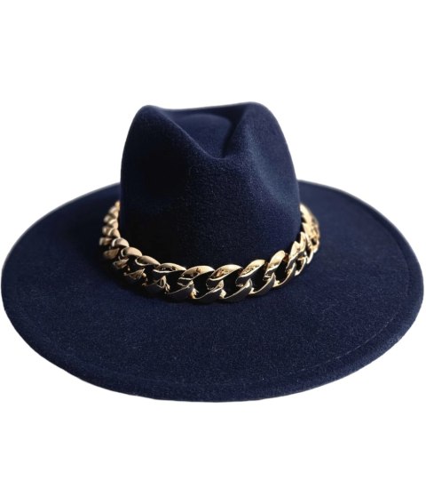 Elegancki damski kapelusz z łańcuchem stylowy Panama (Granatowy) Elegancki damski kapelusz z łańcuchem stylowy Panama (Granatowy)