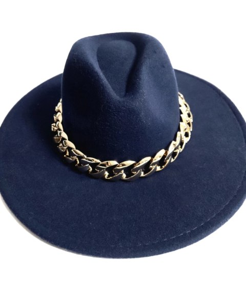 Elegancki damski kapelusz z łańcuchem stylowy Panama (Granatowy) Elegancki damski kapelusz z łańcuchem stylowy Panama (Granatowy)