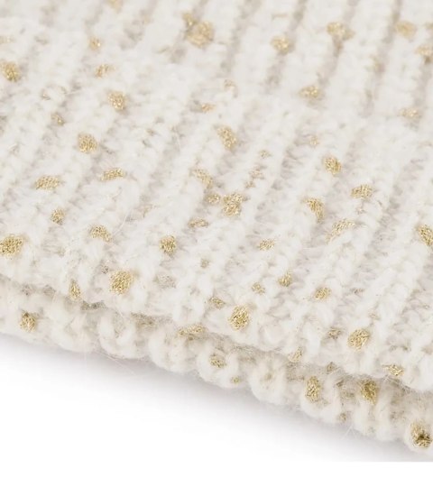 Ciepła czapka damska ze złotą nitką BEANIE zimowa jesienna (Biały || Złoty) Ciepła czapka damska ze złotą nitką BEANIE zimowa jesienna (Biały || Złoty)