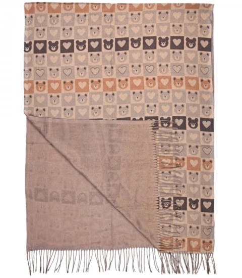 Ciepły stylowy szal szalik wzór w misie błyszcząca nitka miękki 180x70 cm (Wielokolorowy || Beżowy) Ciepły stylowy szal szalik wzór w misie błyszcząca nitka miękki 180x70 cm (Wielokolorowy || Beżowy)