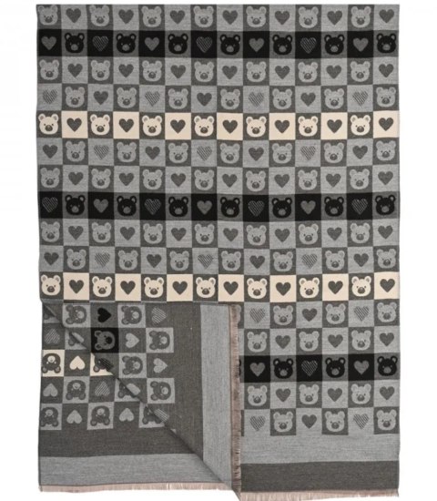 Ciepły stylowy szal szalik wzór w misie miękki gładki 180x65 cm (Szary || Wielokolorowy) Ciepły stylowy szal szalik wzór w misie miękki gładki 180x65 cm (Szary || Wielokolorowy)
