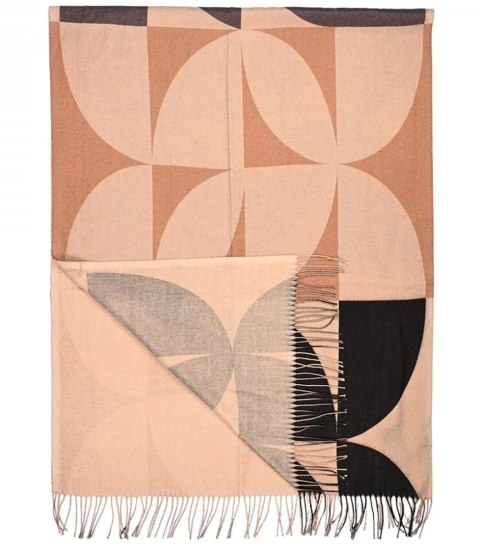 Ciepły szal szalik wzór geometryczny błyszcząca nitka miękki 180x70 cm (Wielokolorowy || Beżowy) Ciepły szal szalik wzór geometryczny błyszcząca nitka miękki 180x70 cm (Wielokolorowy || Beżowy)