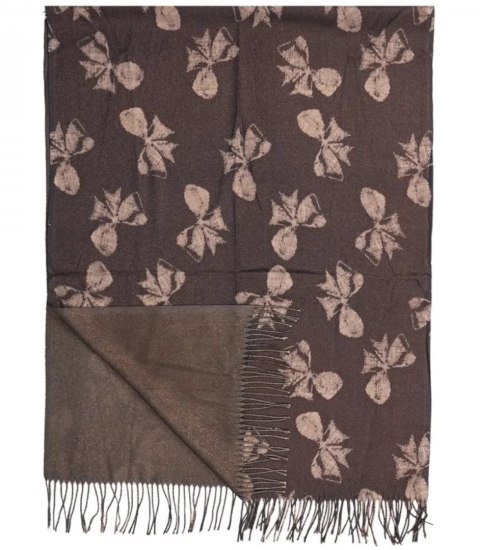 Ciepły szal szalik wzór kokardki błyszcząca nitka miękki gładki 180x70 cm (Brązowy || Wielokolorowy) Ciepły szal szalik wzór kokardki błyszcząca nitka miękki gładki 180x70 cm (Brązowy || Wielokolorowy)