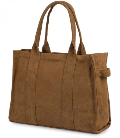 Duża torba shopperka jednokolorowa z napisem "My Bestbag" (Brązowy) Duża torba shopperka jednokolorowa z napisem "My Bestbag" (Brązowy)